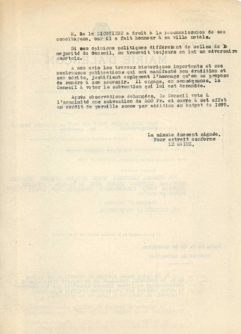 Emplacement du buste de la Sicotière : correspondance, plan, délibération ; demande de subvention : procès-verbal, délibération.