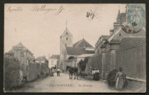 Champfleur (Sarthe), Le Bourg, Couvent des Franciscaines de l'Immaculée Conception, église Saint Martin, carte postale ancienne noir et blanc, (date d'utilisation : 1905), (14x9), acquisition 2021, AMA.