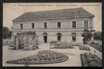 Alençon (Orne), Hôpital départemental d'Alençon, pavillon des convalescentes, carte postale ancienne noir et blanc n°12, ELD (Ernest Le Deley) éditeur, [date cliché : ], sd, (14x9), AMA.