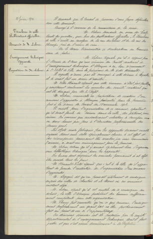 Eaux Rue Grande Sarthe, enseignement technique, apprentis : proposition de M. LEBOUC. Demande d'établissement d'une borne-fontaine : demande M. LEBOUC. Tambour de ville, publication officielles : demande de M. LEBOUC.