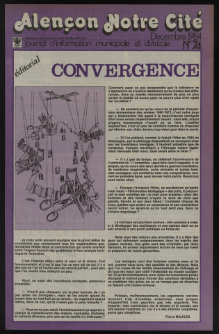 Alençon Notre Cité, journal d'information municipale et districale n°74 (décembre 1984).