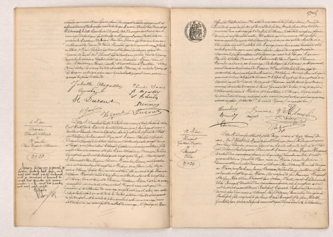 Acte de mariage de DUCOUT Charles Léon et AUGUSTIN Dite DUVERGER Juliette Marie Louise (02 Mars 1908), DROUAIRE Edouard Adolphe et HAMELIN Claire Eugénie Clémence (06 Mars 1908), HUGUET Gustave Eugène et PANAGET Elisa (12 Mars 1908).