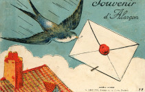 Souvenir d'Alençon, carte postale humoristique à système n°77, G. Artaud, Nantes, (Date d'utilisation : 26 juillet 1935), (14x9), AMA.