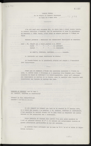 Sommaire sur les affaires à délibérer. Cession de terrain, rue du Mans à HAMELIN, RABEYRON et CHARPENTIER, avenant au bail emphytéotique concédé à la S.E.M.I.N.O.R.