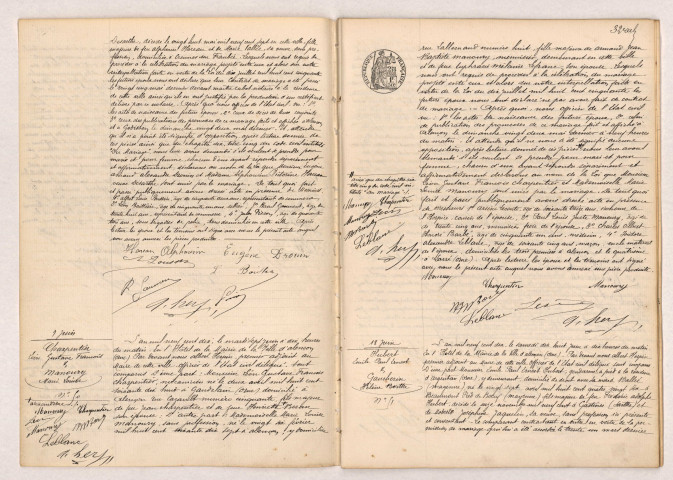 Acte de mariage de DROUIN Eugène Amand Alexandre veuf de BARON et HAREAU Alphonsine Victorine veuve de SARTHE (06 juin 1910), Acte de mariage de CHARPENTIER Léon Gustave François et MANOURY Marie Louise (07 juin 1910), Acte de mariage de HUBERT Emile Paul Ernest et GAUCHERIN Hélène Berthe (18 juin 1910).