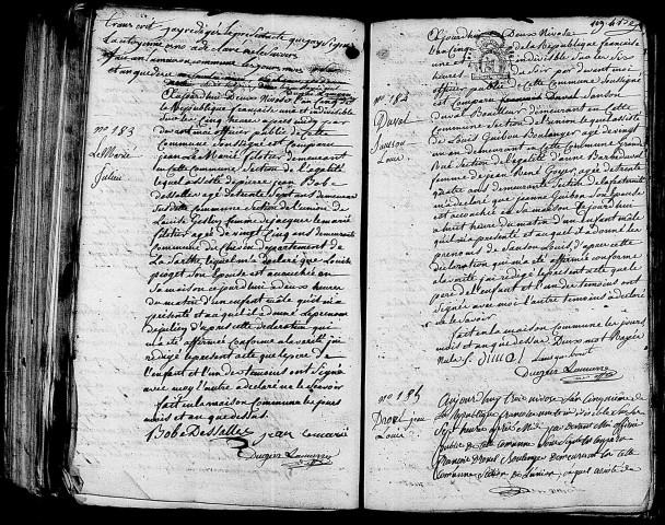 Acte de naissance de Antoinette Anne Anatolie enfant trouvé (22 décembre 1796),acte de naissance de LEMARIE Julien (22 décembre 1796),acte de naissance de DUVAL Sanson Louis (22 décembre 1796),acte de naissance de DROUEL Jean Louis (22 décembre 1796).