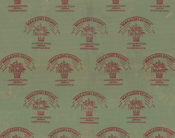 Maison des Magasins Réunis, communication : papier d'emballage commercial imprimé [1940-1960], collection particulière de Denise Dupont, don 1990.