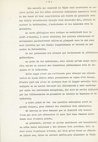 Renforcement de la distribution d'eau de la ville d' Alençon, recherche de nouvelles sources, sources de Cuissai et de Colombier : rapport de M. Petitjean (21 février 1931) (copie).
