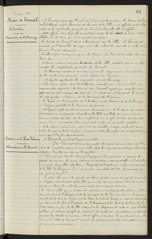 Bourse du Travail, subvention : observation de M. Hommey. Entretien de la Voirie Urbaine : observation de M. Hénault