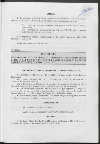 Registre des décisions et des délibérations du conseil communautaire (03 Mars - 22 Décembre 2005).
