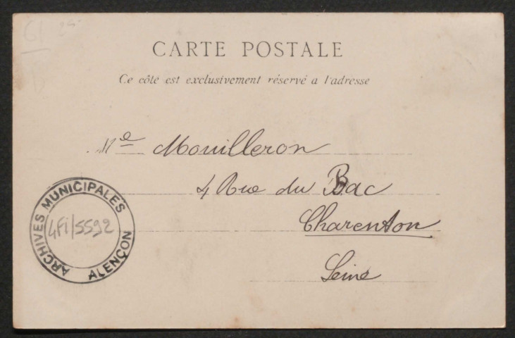 Condé-sur-Sarthe (Orne), Environs d'Alençon, l'église, carte postale ancienne noir et blanc n°57, la C.P.A, Paris,(date d'utilisation :16 octobre), (14x9), acquisition 2021, AMA.