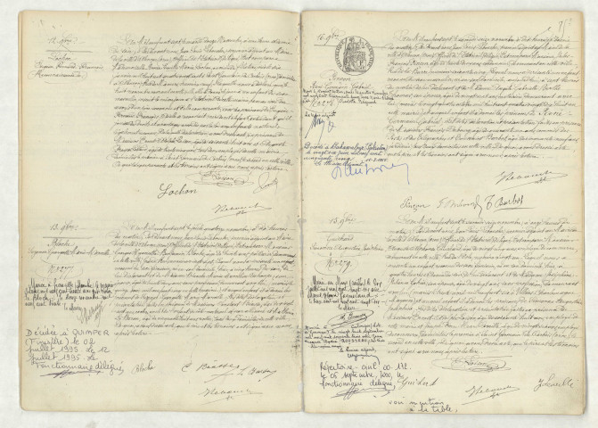 Reconnaissance de LOCHON Eugène Fernand François (12 novembre 1907),acte de naissance de BLOCHE Suzanne Georgette Marie Marcelle (13 novembre 1907),acte de naissance de PINÇON René Germain Gabriel (16 novembre 1907),acte de naissance de GUICHARD Simonne Augustine Joséphine (15 novembre 1907).
