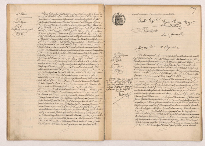 Acte de mariage de MORIN Emile Prosper et BIZOT Berthe Marie Augustine (24 Février 1908), MORLOT Jules Charles et TESSIER Jeanne Hélèna (26 Février 1908).