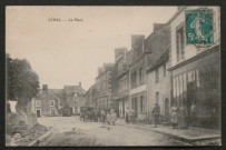 Ciral (Orne), La place, carte postale ancienne noir et blanc, (date d'utilisation : 01 mars 1914), (14x9), acquisition 2021, AMA.