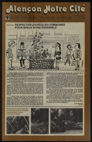 Alençon Notre Cité, journal d'information municipale et districale n°61 (juillet 1983).