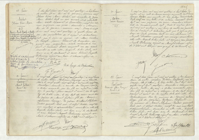 Acte de naissance de SECHET Henri Edme Marie (18 février 1814),reconnaissance de LAVERGE Marcel Gustave (21 février 1914),acte de naissance de CRETON Lucien Romain (21 février 1914),reconnaissance de RUFFAULT Fernand Julien Roger (23 février 1914).