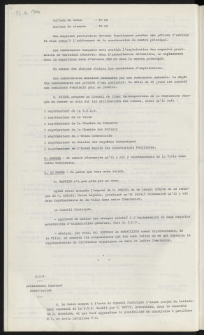 Z.U.P. centre commercial provisoire, S.E.B.N.. Z.U.P. Lotissement communal, avant projet, architecte Mr PETIT sous le contrôle de Mr NOVARINA.