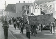 (Grève générale de 1978, le défilé à la Perrière, de l'usine vers la propriété de M. Dreux, puis vers le centre du village ? : lot 9 photographies.)