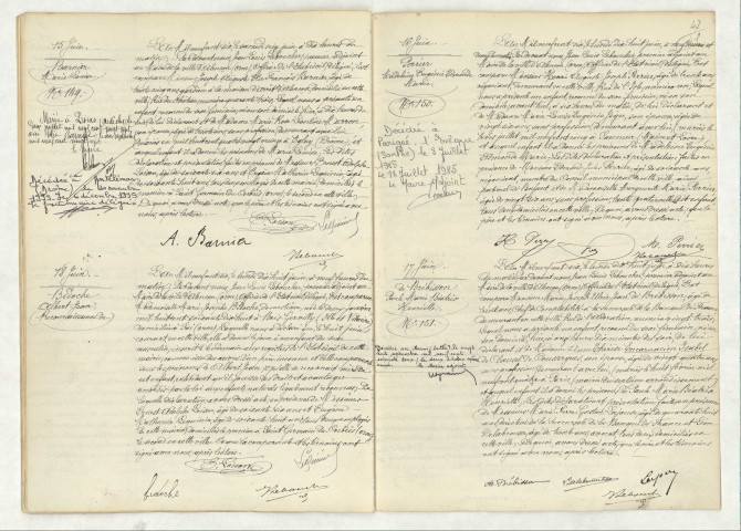 Acte de naissance de BARNIER Marie Louise (15 juin 1906), reconnaissance de BIDOCHE Albert Jean (18 juin 1906), acte de naissance de PERRIER Madeleine Eugénie Edmonde Marie (16 juin 1906), acte de naissance de BREBISSON Paule Marie Béatrix Henriette (17 juin 1906).