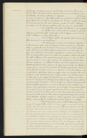 Procès entre la ville d'Alençon et la compagnie générale française et continentale du gaz, siège social n°11 rue de la Cour des Dames Paris, indemnité du la hausse des prix du combustible, communication de Mr le Maire