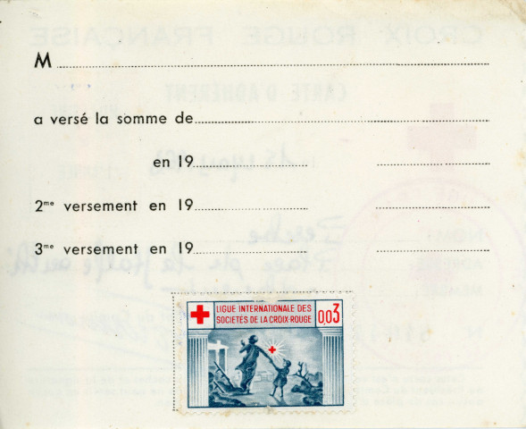 Carte d'adhérent à la Croix Rouge Française (15 mars 1963).