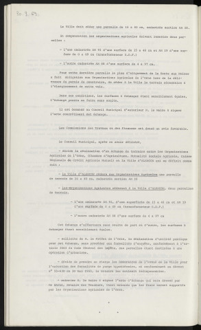 Échange avec les organisations agricoles de l'Orne d'un terrain situé Sente aux Moines.