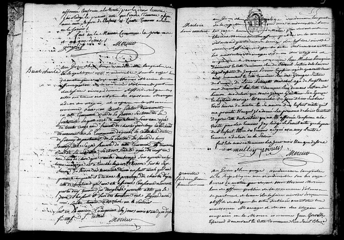 Acte de naissance de MARIE Adélaïde Françoise (3 octobre 1795),acte de naissance de BUAT Charles (4 octobre 1795),acte de naissance de MULOIS Louis Constant (5 octobre 1795),acte de naissance de GRAVELLE Frédéric Jean François (6 octobre 1795).