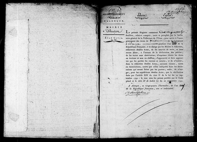 Registre des actes de naissance (23 septembre 1801-21 septembre 1802).