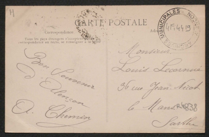 Alençon (Orne), La Rue du Cours, carte postale ancienne noir et blanc n°31, A.M.F éditeur, [date cliché : ], (date d'utilisation : 11 mai 1911), (14x9), AMA.