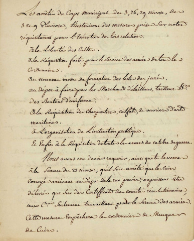 Lettre signée, cosignée par Anaxagoras Chaumette qui ajoute 2 lignes autographes, 15 pluviose II (3 février 1794), à l'Agent national près le district (Claude-François Payan] ; 3 pages et demie in-4, cachet et en-tête de la Commune de Paris;
