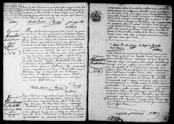 Registre des actes de naissance et adoption (1853).
