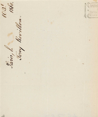 Lettre autographe signée de l'écrivain Tony Révillon à l'acteur Adolphe Laferrière [1860].