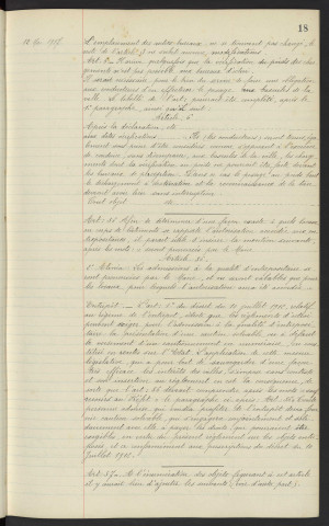 Octroi, révision du règlement, tarif d'Octroi, rapport