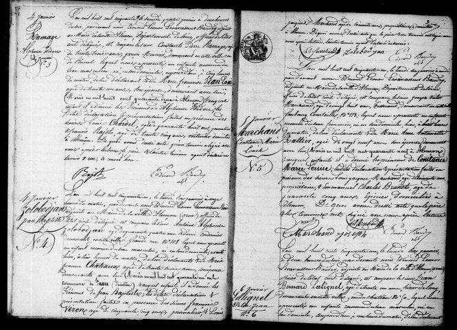 Registre des actes de naissance et adoption (1851).