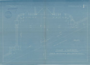 Les Promenades, porte principale, clôture, élévation, plan axonométrique (arch : A. Eschbaercher, ech : 0.02, n°1bis, date : 1940).