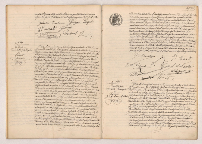 Acte de mariage de LEPIN Georges Auguste et TROCHERIE Juliette Rosalie (2 septembre 1905), acte de mariage de VALACHE Louis Adolphe Eugène et TASSET Germaine (2 septembre 1905), acte de mariage de COUILLABIN Achille François et LEGRAND Juliette Marie Mélanie (5 septembre 1905).