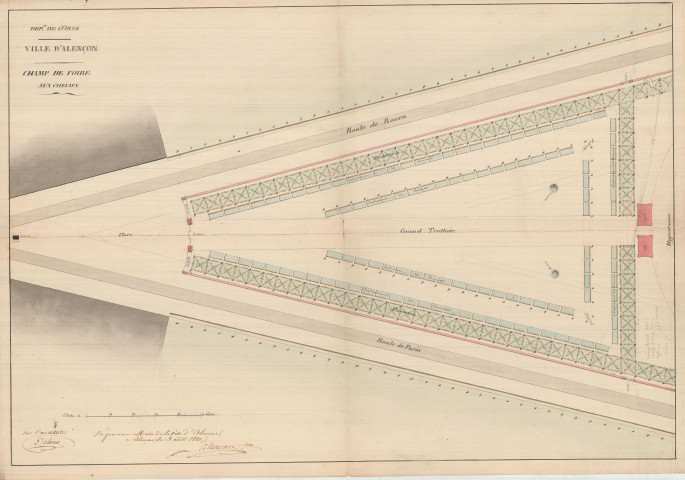 Plan du Champ de Foire aux chevaux, (3 août 1821) (Delarue PierreFélix, ech 1/500).