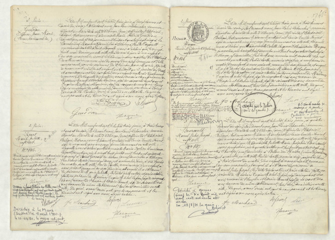 Reconnaissance de GUESDON Etienne Jean Marie (3 juin 1907),acte de naissance de LEPERT Marie Juliette enfant naturel (2 juin 1907),acte de naissance de NICOUX NUGUE Louise Mélanie Alphonsine (2 juin 1907),acte de naissance de BOURSAULT Marcel Jules Joseph enfant naturel (3 juin 1907).