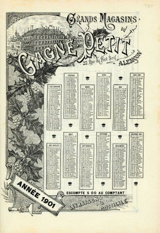 Grands Magasins du Gagne-Petit, publicité : agenda (1901).