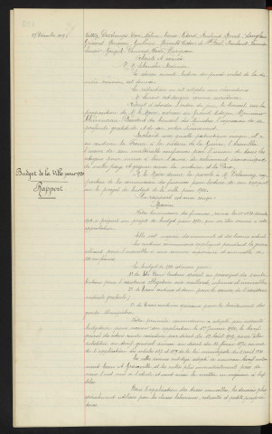 Sommaire sur les affaires à délibérer. Budget de la ville pour 1920, rapport