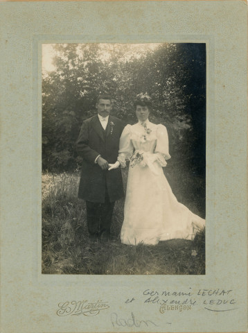 Germaine Lechat et Alexandre Leduc à Radon, photographie de mariage noir et blanc, Gérard Martin, (