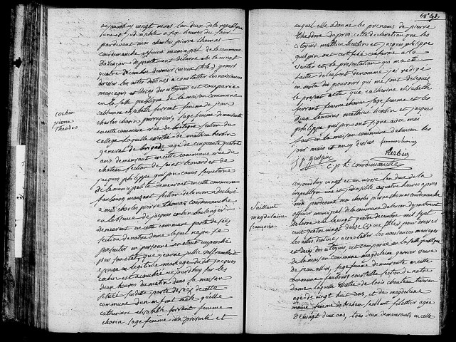 Acte de naissance de COCHIN Pierre Théodore (9 janvier 1794),acte de naissance de SAILLANT Madeleine Françoise (10 janvier 1794).