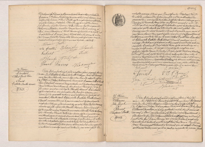 Acte de mariage de BLANCHE Georges Désiré Clément et FRETTET Clémentine Marie (23 février 1905), acte de mariage de MARCHAND Albert Émile Léon et AMIOT Mathilde Berthe Anaïs (23 février 1905), acte de mariage ALLEAUME Jules Joseph et GODMERT Constance Berthe (25 février 1905)