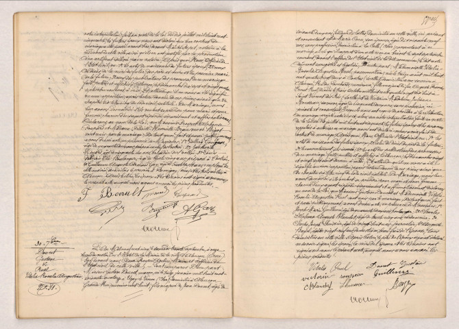 Acte de mariage de POUPARD Prospert Alphonse et BRAU Félicité Henriette (30 septembre 1905), acte de mariage de DOUCET Gustave et RUEL Vitalie Rosalie Augustine (30 septembre 1905).