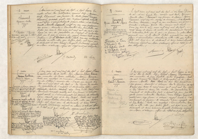 Acte de naissance de CHANCEREL Yvonne Cécile (02 mars 1917), Acte de naissance de VIVIEN BOUTTERIN Maurice Henri (05 mars 1917), Acte de naissance de FRANÇOIS Yvonne Marcelle Marie (07 mars 1917), Acte de naissance de PIGEANNE Robert Maurice (06 mars 1917).