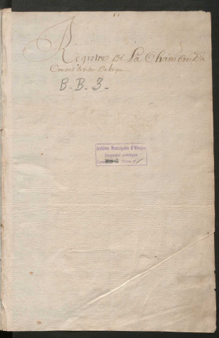 Registre des délibérations du conseil de Ville (22 janvier 1682 - 15 novembre 1694).