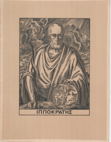 Portrait d'Hippocrate, lithographie de Jean André Chièze (32.7 x 43).