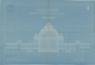 Les Promenades, porte principale, élévation, plan bleu (arch : A. Eschbaercher, ech : 0.02, n°1, date : 1940).