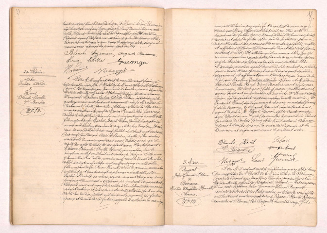 Acte de mariage de BESNEUX Auguste Victor et SUZINEAU Blanche Florence veuve GALY (11 Février 1907), LEBON Eulisse Arcide et HOUEL Blanche Berthe veuve PONCHIE (20 Février 1907), PRUGENT Jules Germain Etienne et STAVEAUX Hélène Angéline Henriette Clémence (05 Mars 1907).