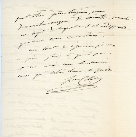 Lettre autographe signée de la femme de lettres Louise Colet au comédien Louis Fortuné Adolphe Laferrière [1873].